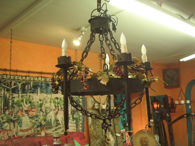 1920's Hand Forged Chandelier and Chain