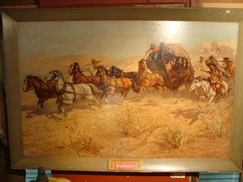 1950 Painting - “The Attack on the Overland Stage by Apache Indians”