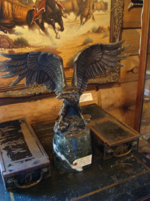 American Eagle Bronze on Round Marble Base