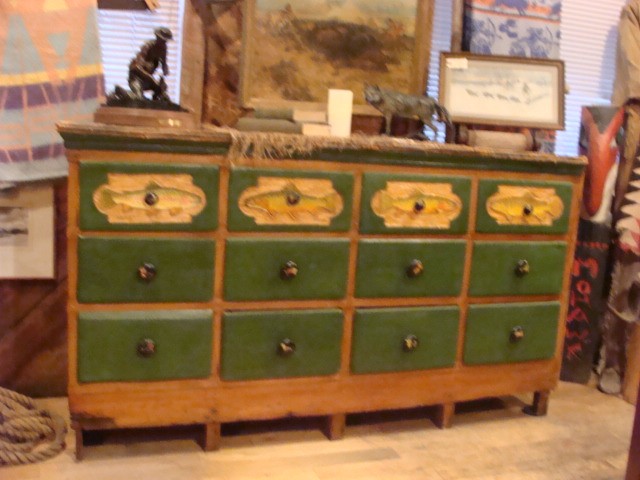 19th Century Antique Fly Fishing 12 Drawer Cabinet