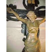 1850's Victorian Carved Wooden European Crucifix