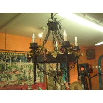 1920's Hand Forged Chandelier and Chain