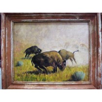 Original Oil "Buffalo Play" by Carl G. Bray 8"x9"