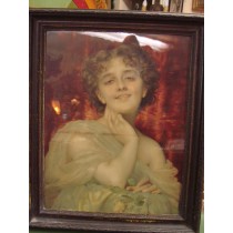 19th Century Litho Victorian Saloon Girl painting   SOLD
