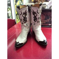 1940's-50's Cowboy Boots w/ inlaid Eagles /White and Black Belonged to Country Singer Marty Stewart